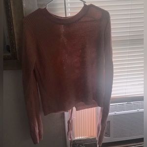 Long pink open back shirt #1